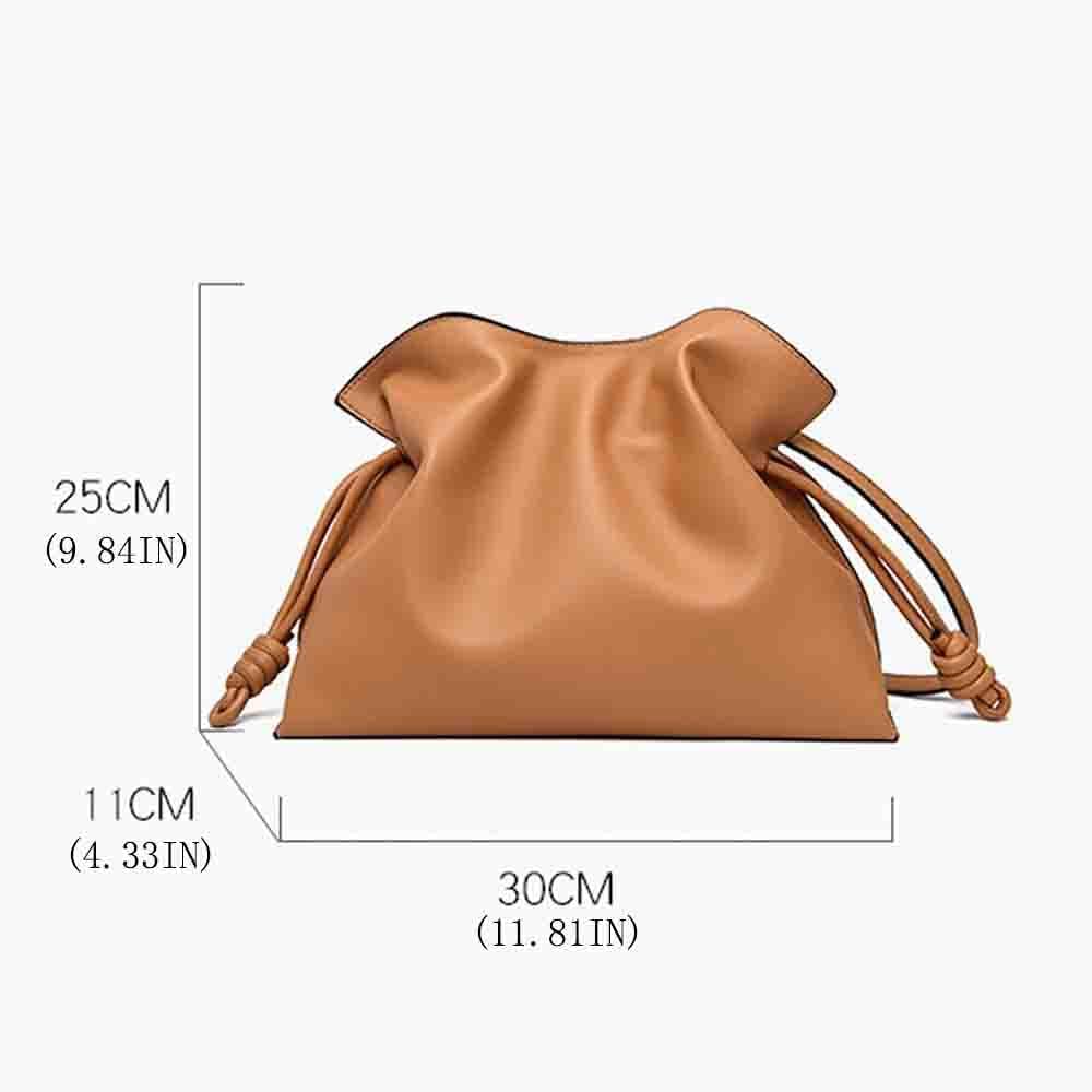 Women’s versatile crossbody cloud drawstring pleated bucket bag with fashionable PU leather